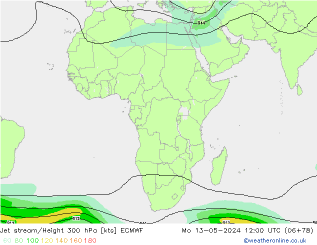 Jet stream/Height 300 hPa ECMWF Mo 13.05.2024 12 UTC