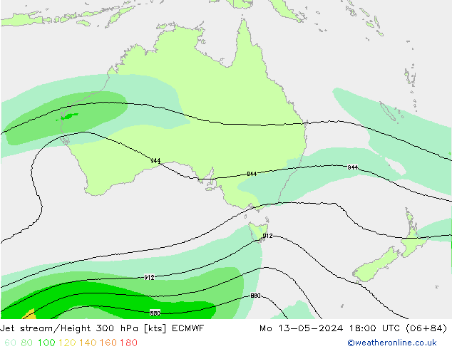 Jet stream/Height 300 hPa ECMWF Po 13.05.2024 18 UTC