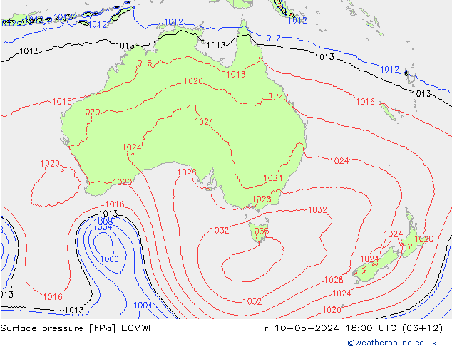pressão do solo ECMWF Sex 10.05.2024 18 UTC