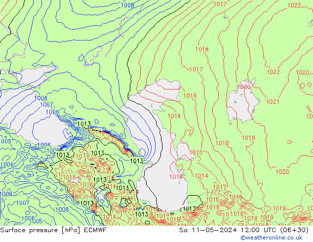 Atmosférický tlak ECMWF So 11.05.2024 12 UTC