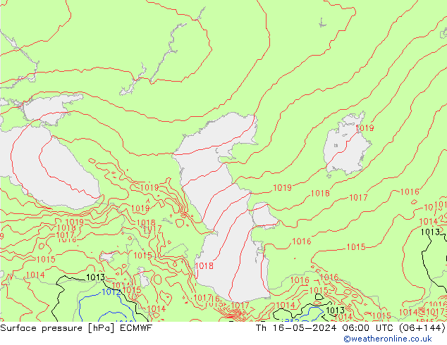 Atmosférický tlak ECMWF Čt 16.05.2024 06 UTC