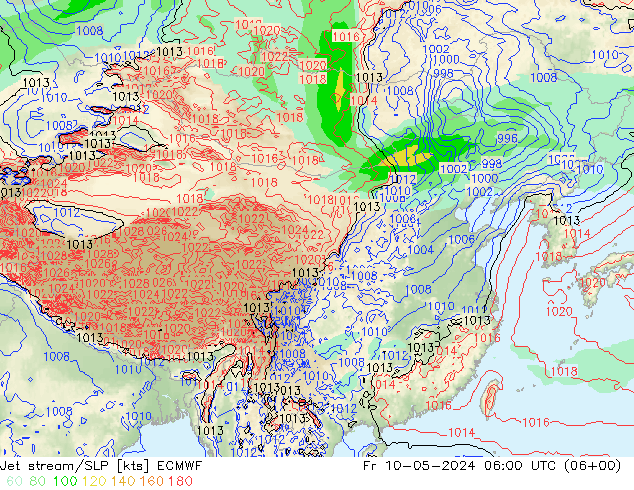 高速氣流/地面气压 ECMWF 星期五 10.05.2024 06 UTC