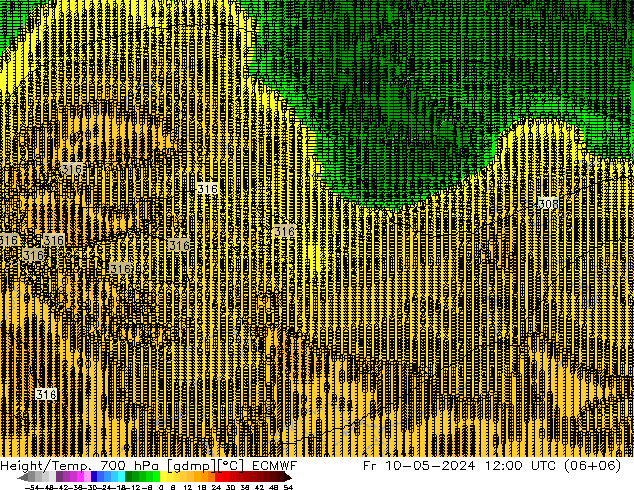 Height/Temp. 700 hPa ECMWF 星期五 10.05.2024 12 UTC