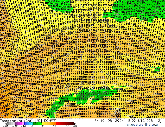 Temperatura (2m) ECMWF vie 10.05.2024 18 UTC