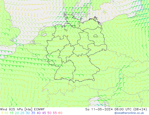 wiatr 925 hPa ECMWF so. 11.05.2024 06 UTC