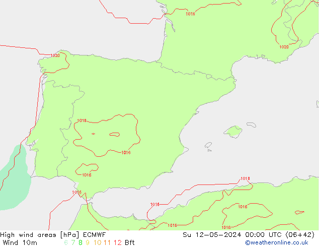 High wind areas ECMWF Вс 12.05.2024 00 UTC