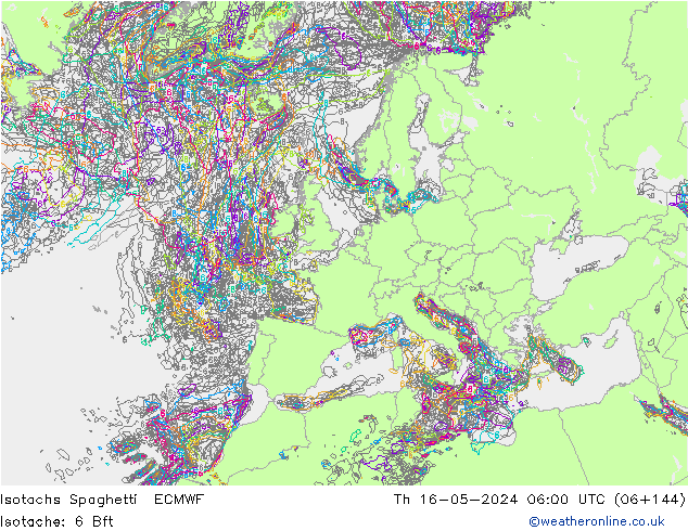 Eşrüzgar Hızları Spaghetti ECMWF Per 16.05.2024 06 UTC