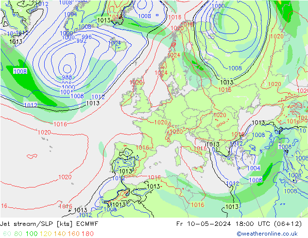 Polarjet/Bodendruck ECMWF Fr 10.05.2024 18 UTC