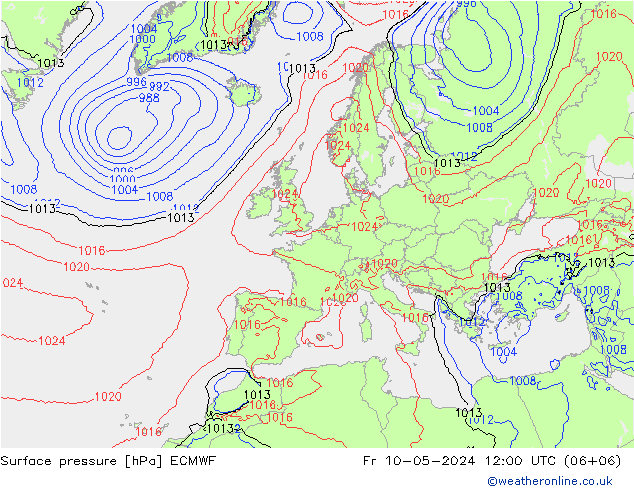 приземное давление ECMWF пт 10.05.2024 12 UTC