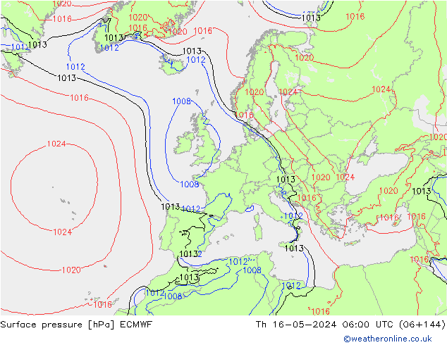 地面气压 ECMWF 星期四 16.05.2024 06 UTC