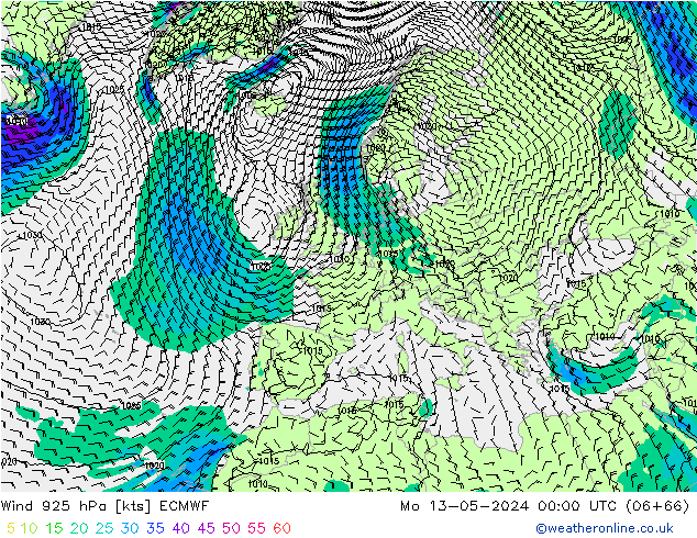 Wind 925 hPa ECMWF ma 13.05.2024 00 UTC
