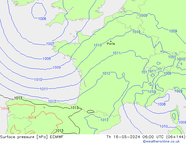 приземное давление ECMWF чт 16.05.2024 06 UTC