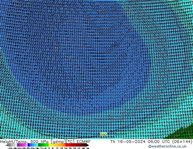 Height/Temp. 500 hPa ECMWF Th 16.05.2024 06 UTC