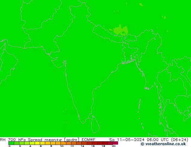 RH 700 hPa Spread ECMWF  11.05.2024 06 UTC