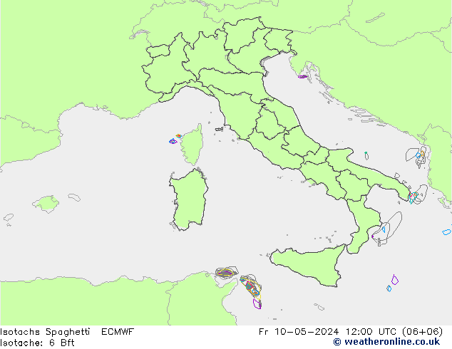 Isotachs Spaghetti ECMWF Fr 10.05.2024 12 UTC