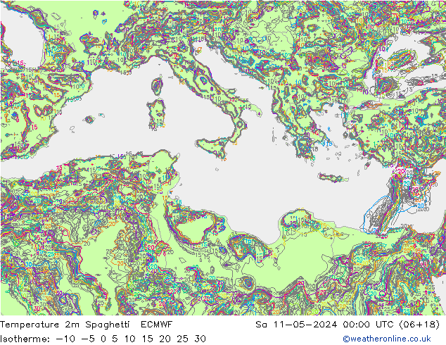 Temperatura 2m Spaghetti ECMWF Sáb 11.05.2024 00 UTC