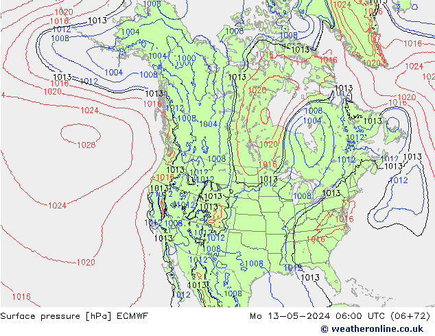 Surface pressure ECMWF Mo 13.05.2024 06 UTC