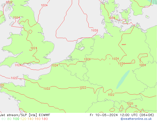 Jet stream/SLP ECMWF Fr 10.05.2024 12 UTC