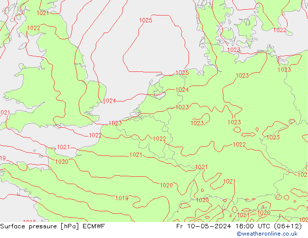 Bodendruck ECMWF Fr 10.05.2024 18 UTC