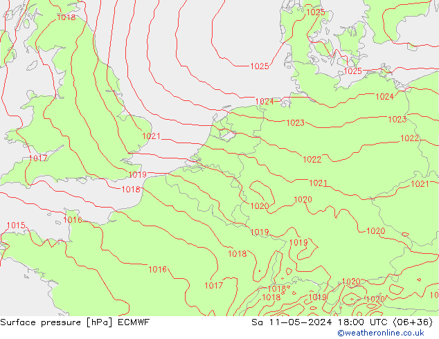 Bodendruck ECMWF Sa 11.05.2024 18 UTC