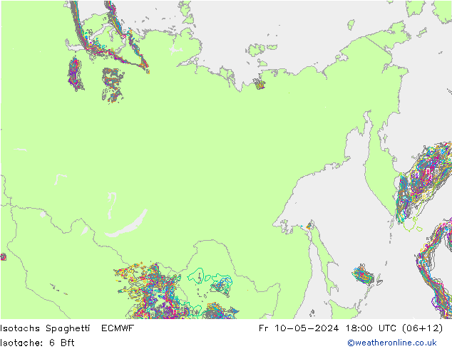 Isotachs Spaghetti ECMWF Pá 10.05.2024 18 UTC