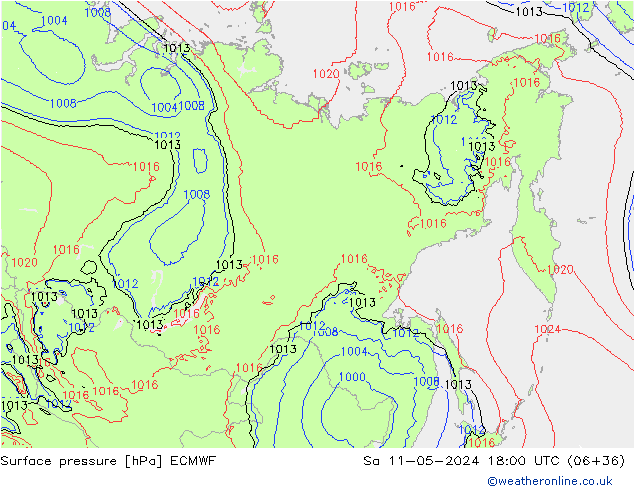 pressão do solo ECMWF Sáb 11.05.2024 18 UTC