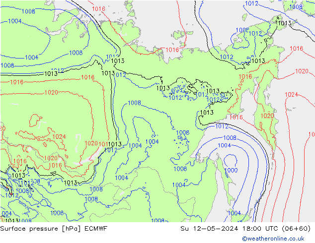 pressão do solo ECMWF Dom 12.05.2024 18 UTC