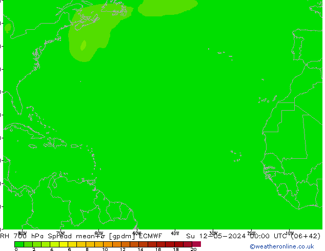 RH 700 hPa Spread ECMWF  12.05.2024 00 UTC