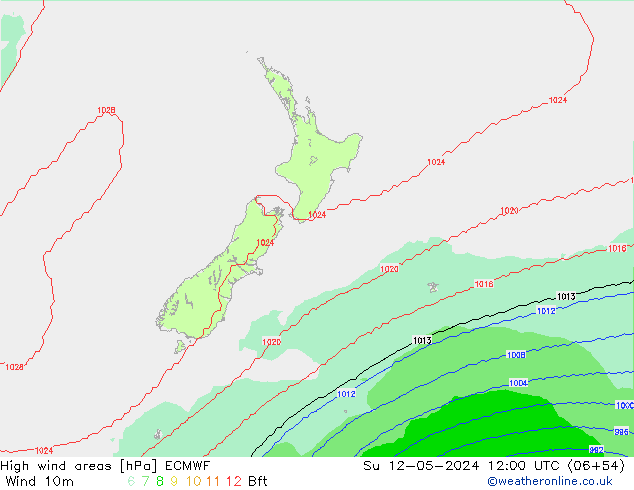 High wind areas ECMWF Dom 12.05.2024 12 UTC