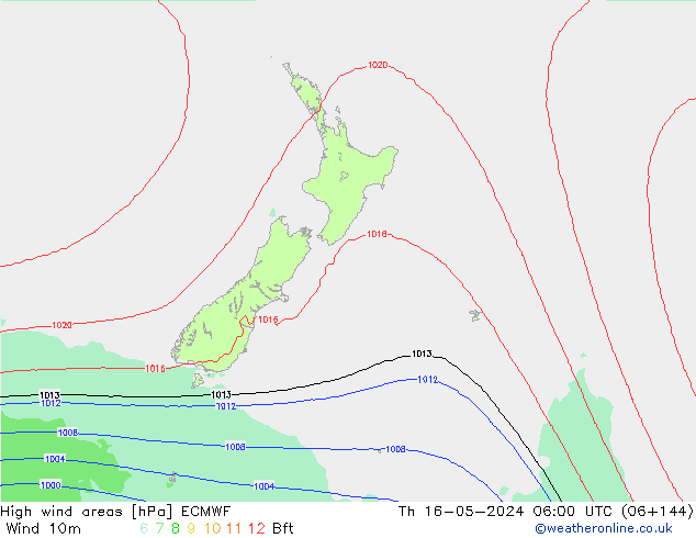 High wind areas ECMWF  16.05.2024 06 UTC