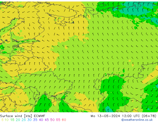 Surface wind ECMWF Mo 13.05.2024 12 UTC