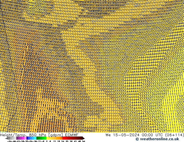 Yükseklik/Sıc. 850 hPa ECMWF Çar 15.05.2024 00 UTC