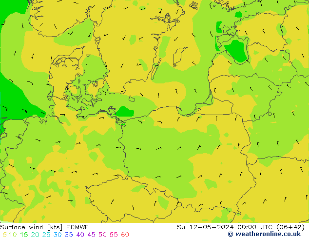 Surface wind ECMWF Su 12.05.2024 00 UTC