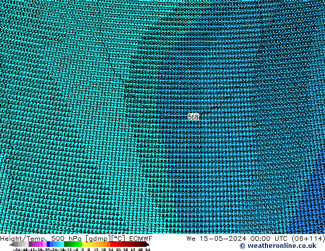 Height/Temp. 500 hPa ECMWF śro. 15.05.2024 00 UTC