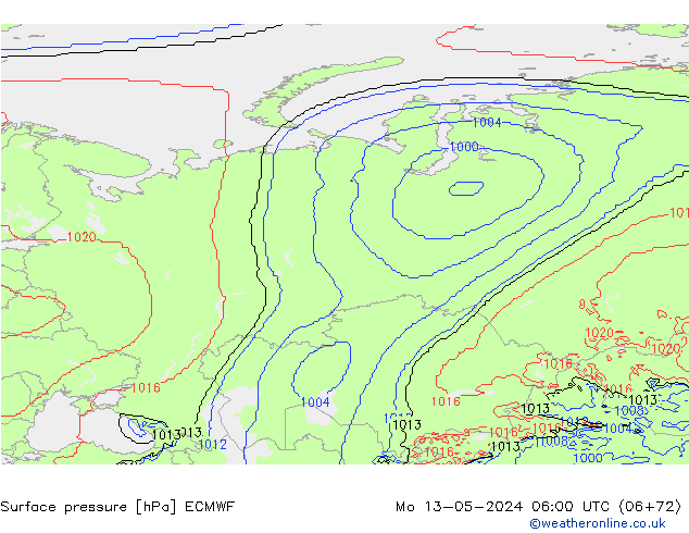 Pressione al suolo ECMWF lun 13.05.2024 06 UTC