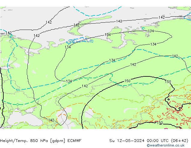 Height/Temp. 850 hPa ECMWF Su 12.05.2024 00 UTC