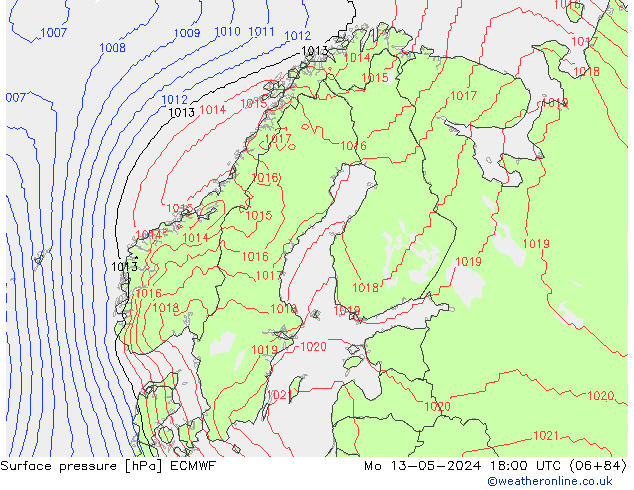 приземное давление ECMWF пн 13.05.2024 18 UTC