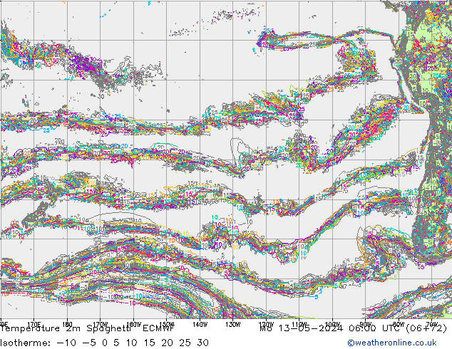 température 2m Spaghetti ECMWF lun 13.05.2024 06 UTC
