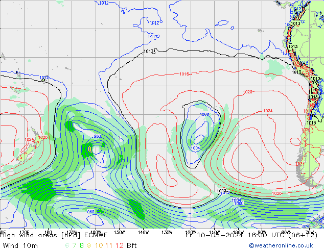 High wind areas ECMWF Sex 10.05.2024 18 UTC