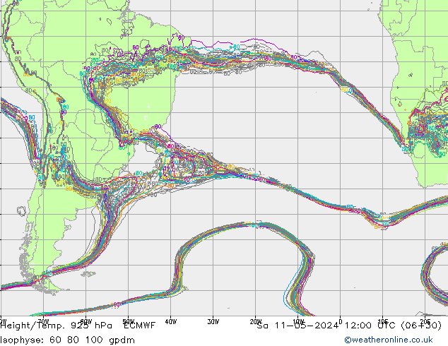 Geop./Temp. 925 hPa ECMWF sáb 11.05.2024 12 UTC