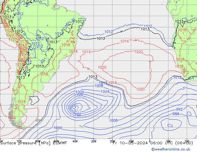 pressão do solo ECMWF Sex 10.05.2024 06 UTC