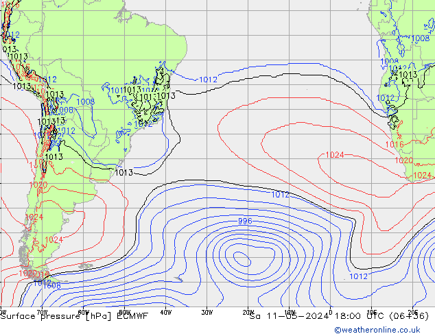 ciśnienie ECMWF so. 11.05.2024 18 UTC