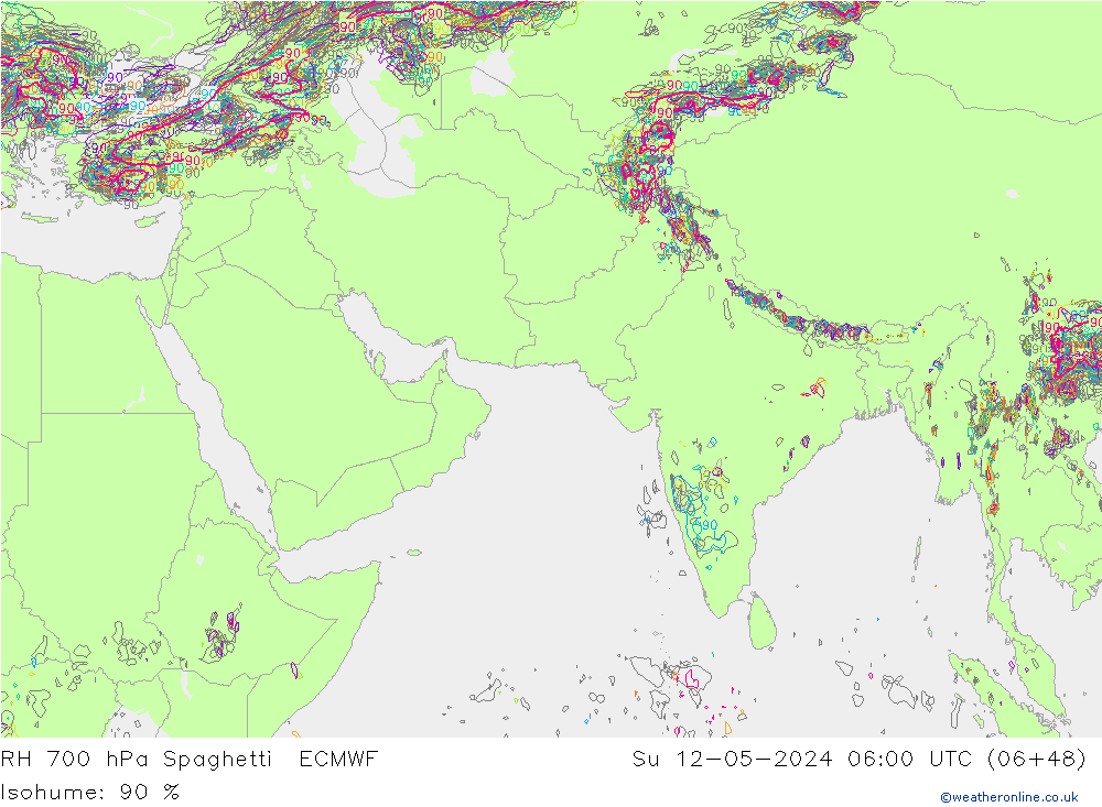RV 700 hPa Spaghetti ECMWF zo 12.05.2024 06 UTC
