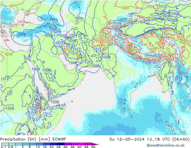Precipitación (6h) ECMWF dom 12.05.2024 18 UTC