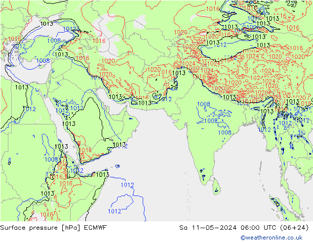 приземное давление ECMWF сб 11.05.2024 06 UTC