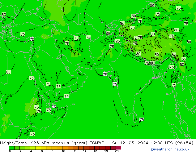 Géop./Temp. 925 hPa ECMWF dim 12.05.2024 12 UTC