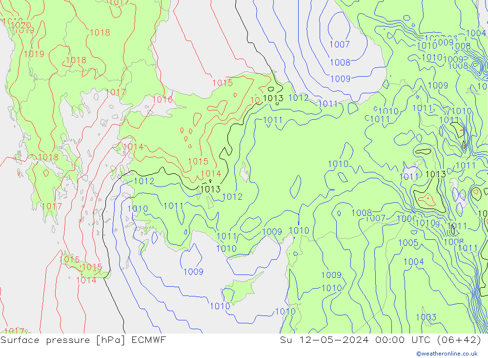 Luchtdruk (Grond) ECMWF zo 12.05.2024 00 UTC