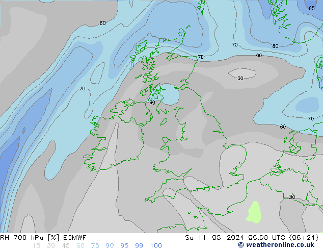 RH 700 hPa ECMWF So 11.05.2024 06 UTC