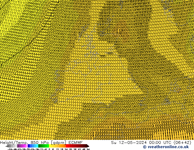 Height/Temp. 850 hPa ECMWF nie. 12.05.2024 00 UTC