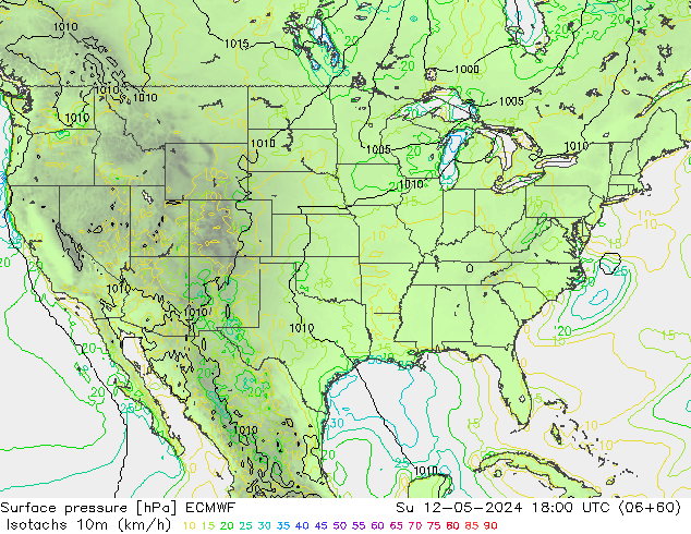 Isotachs (kph) ECMWF Su 12.05.2024 18 UTC